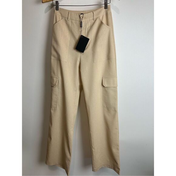 Tan Linen Cargo Pants - Picture 4 of 8